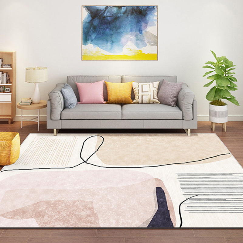 Multi Colored Scandinavian Rug Synthetics Hand Printed Area Carpet Non-Slip Backing Pet Friendly Indoor Rug for Decoration - Clearhalo - 'Area Rug' - 'Rug' - 2464046