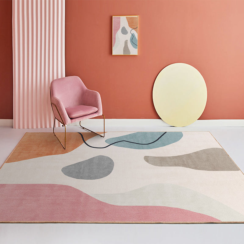 Multi Color Simple Rug Polypropylene Color Block Area Carpet Anti-Slip Backing Stain-Resistant Indoor Rug for Room - Pink - Clearhalo - 'Area Rug' - 'Rug' - 2464057