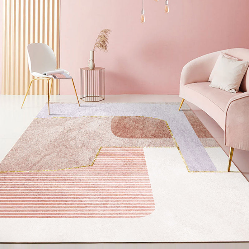 Multi Color Simple Rug Polypropylene Color Block Area Carpet Anti-Slip Backing Stain-Resistant Indoor Rug for Room - Nude Pink - Clearhalo - 'Area Rug' - 'Rug' - 2464067