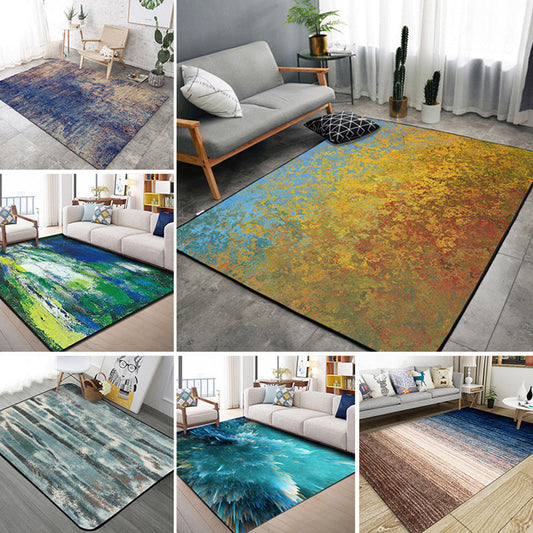 Nordic Abstract Printed Rug Multi Colored Polyster Area Carpet Non-Slip Backing Pet Friendly Indoor Rug for Living Room