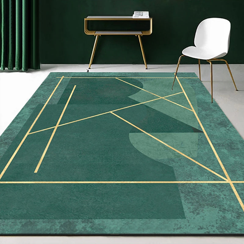 Multi Color Calming Rug Cotton Blend Geometric Printed Area Carpet Non-Slip Backing Easy Care Indoor Rug for Parlor - Pea Green - Clearhalo - 'Area Rug' - 'Rug' - 2464436