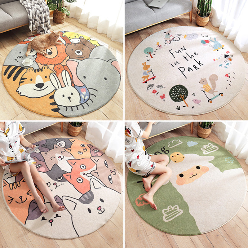 Multicolor Novelty Rug Lamb Wool Cartoon Printed Area Carpet Anti-Slip Backing Easy Care Indoor Rug for Kids - Clearhalo - 'Area Rug' - 'Rug' - 2479866