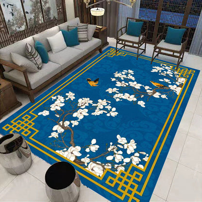 Multi-Colored Oriental Rug Cotton Blend Patterned Area Carpet Non-Slip Backing Pet Friendly Indoor Rug for Parlor - Sky Blue - Clearhalo - 'Area Rug' - 'Rug' - 2480321