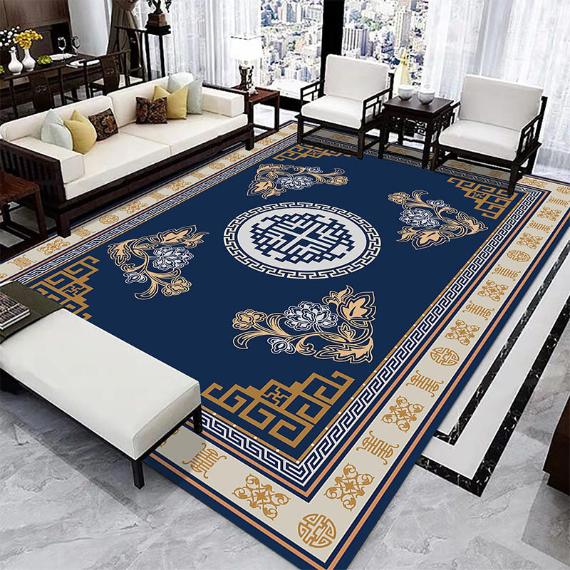 Vintage Printed Rug Multi-Color Polyster Area Carpet Anti-Slip Backing Pet Friendly Easy Care Indoor Rug for Living Room Blue Clearhalo 'Area Rug' 'Rug' 2480337