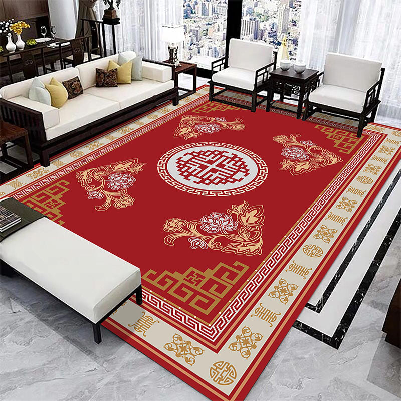 Vintage Printed Rug Multi-Color Polyster Area Carpet Anti-Slip Backing Pet Friendly Easy Care Indoor Rug for Living Room Red Clearhalo 'Area Rug' 'Rug' 2480339