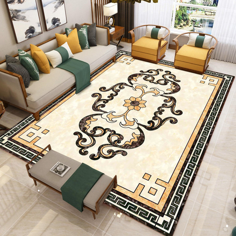 Trendy Living Room Rug Multicolor Flower Printed Area Carpet Synthetics Non-Slip Backing Stain-Resistant Indoor Rug Light Yellow Clearhalo 'Area Rug' 'Modern' 'Rugs' Rug' 2480819