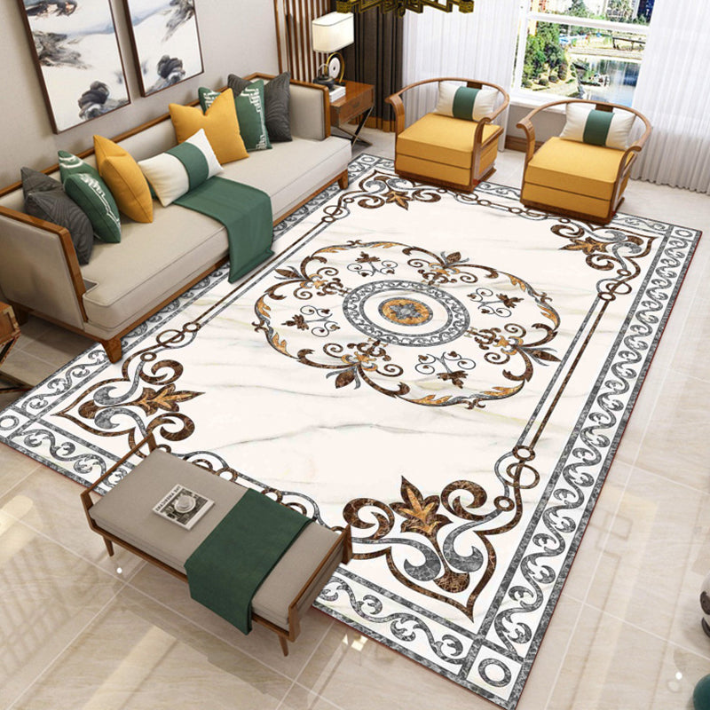 Trendy Living Room Rug Multicolor Flower Printed Area Carpet Synthetics Non-Slip Backing Stain-Resistant Indoor Rug Gray-White Clearhalo 'Area Rug' 'Modern' 'Rugs' Rug' 2480821
