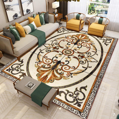 Trendy Living Room Rug Multicolor Flower Printed Area Carpet Synthetics Non-Slip Backing Stain-Resistant Indoor Rug Brown Clearhalo 'Area Rug' 'Modern' 'Rugs' Rug' 2480822