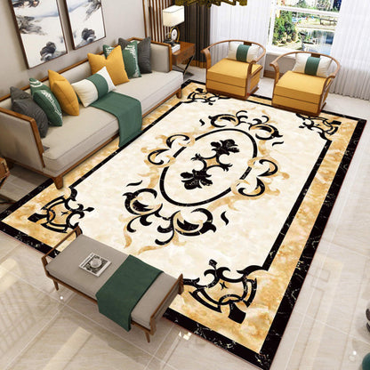 Trendy Living Room Rug Multicolor Flower Printed Area Carpet Synthetics Non-Slip Backing Stain-Resistant Indoor Rug Beige Clearhalo 'Area Rug' 'Modern' 'Rugs' Rug' 2480824