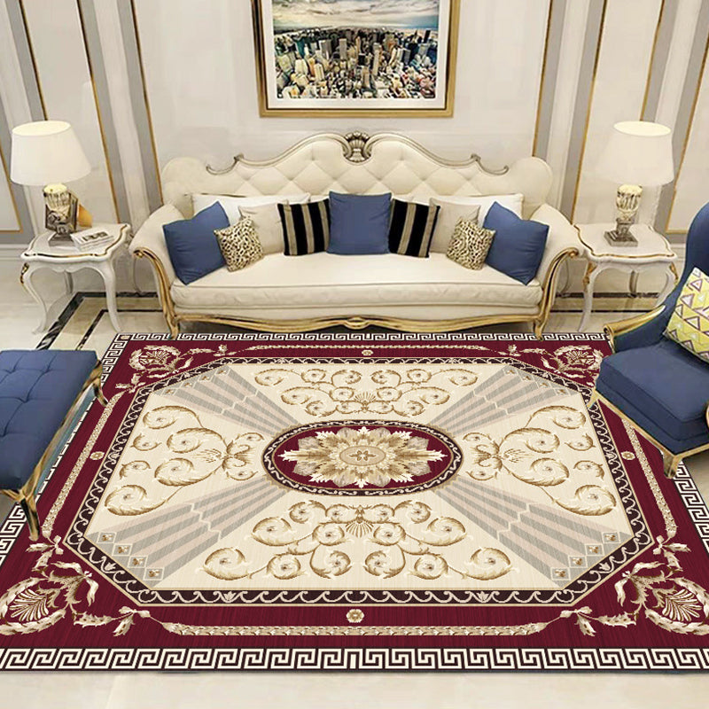 Multicolor Modern Rug Polyster Floral Printed Area Carpet Anti-Slip Backing Stain-Resistant Indoor Rug for Parlor Dark Red Clearhalo 'Area Rug' 'Modern' 'Rugs' Rug' 2480907