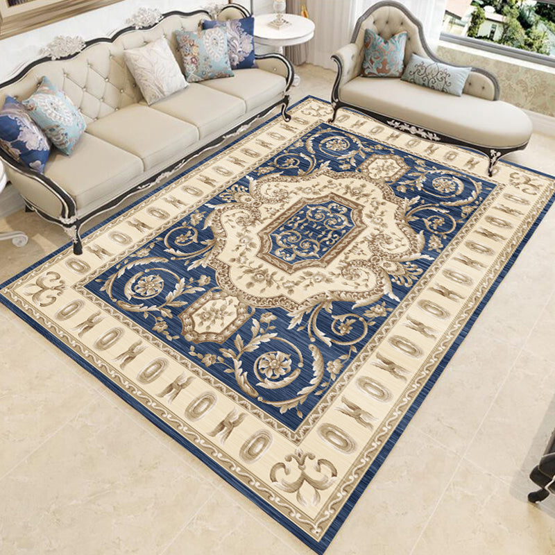 Multicolor Modern Rug Polyster Floral Printed Area Carpet Anti-Slip Backing Stain-Resistant Indoor Rug for Parlor Blue Clearhalo 'Area Rug' 'Modern' 'Rugs' Rug' 2480912