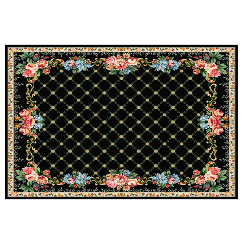 Multicolored Novelty Rug Cotton Blend Plaid Patterned Area Carpet Non-Slip Pet Friendly Indoor Rug for Living Room Black Clearhalo 'Area Rug' 'Modern' 'Rugs' Rug' 2480929