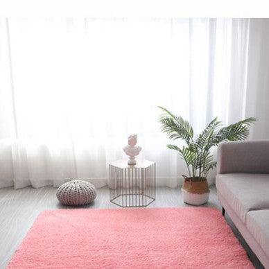 Feblilac Rectangular Solid Pink Thickened Tufted Bath Mat - view 2