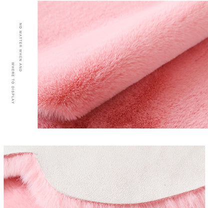 Feblilac Multiple Color Solid Bear Faux Rabbit Fur  Rug Mat