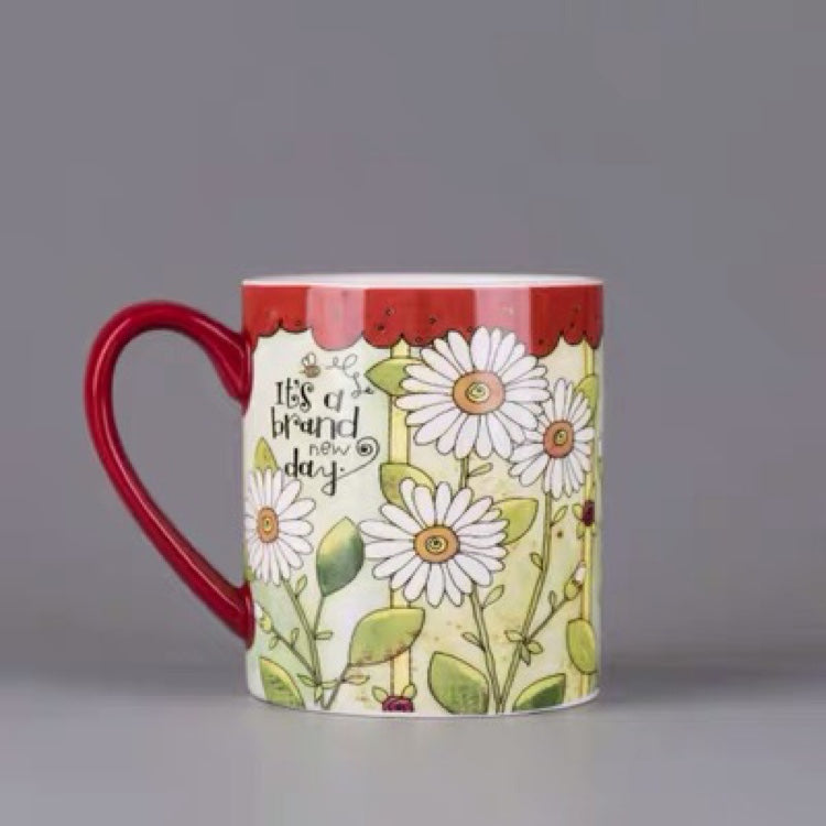 Feblilac Sunflower and Animal Coffee Mug Latte Milk Tea Ceramic Cup Mugs