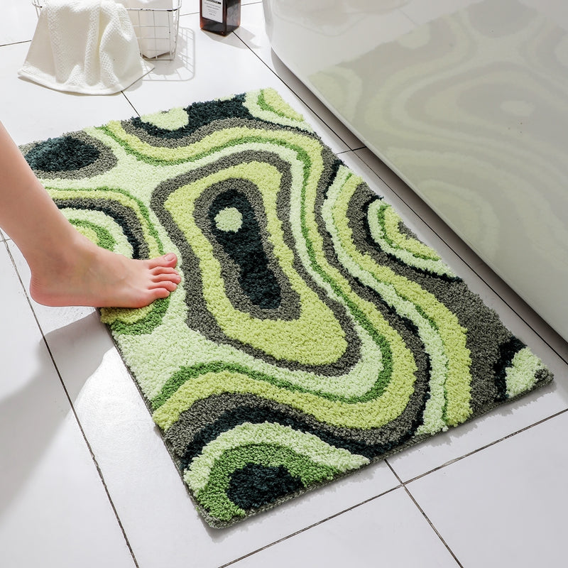 Feblilac Dizzy Green Leave Rectangle Bath Mat 50x80cm - Feblilac® Mat