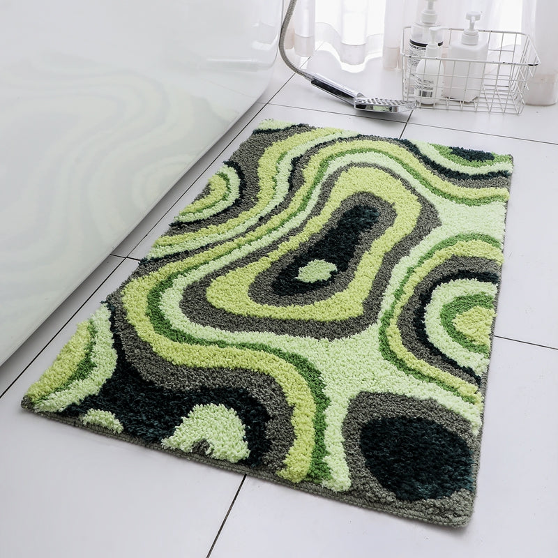 Feblilac Dizzy Green Leave Rectangle Bath Mat 50x80cm - Feblilac® Mat