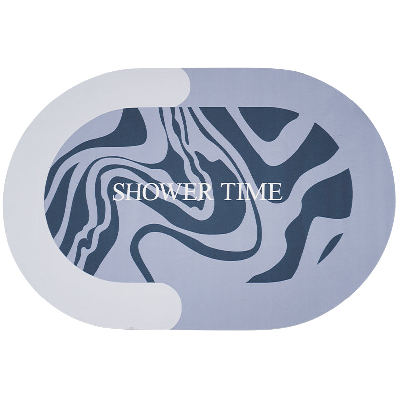 Shower Time Abstract Blue Diatomaceous Earth Bath Mat