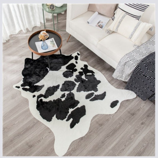 Feblilac Irregular Dairy Cow Style Artificial Furs Area Rug