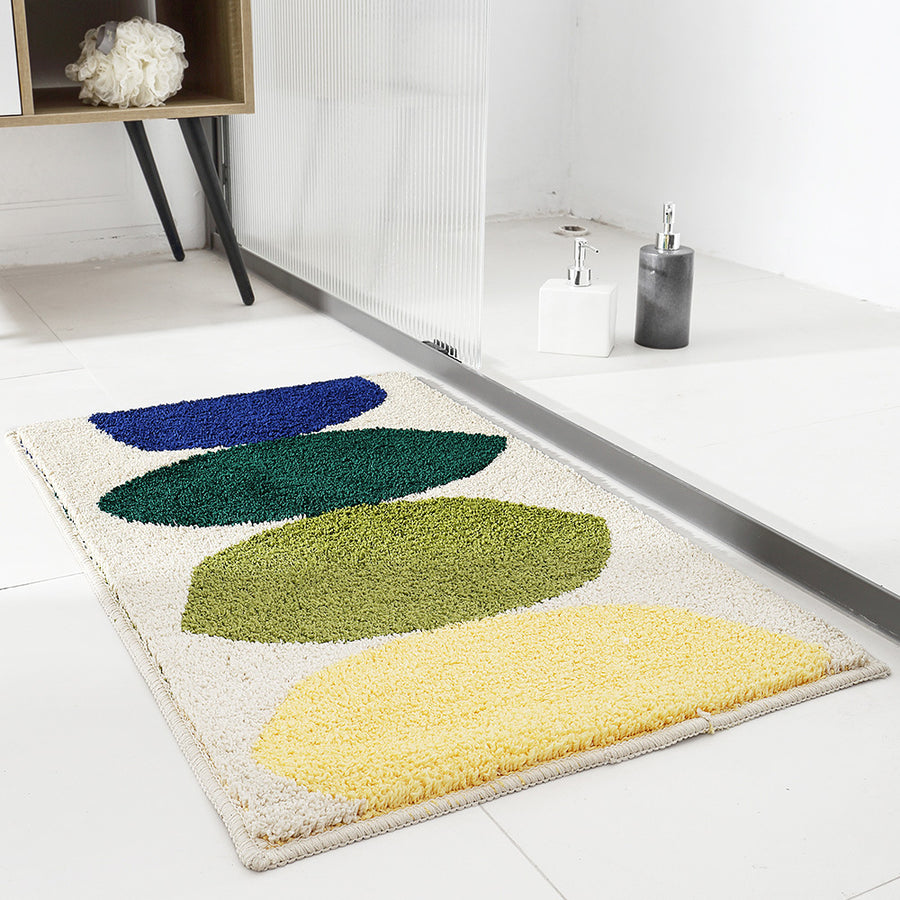 Abstract Four Color Leaves Bath Mat - Feblilac® Mat