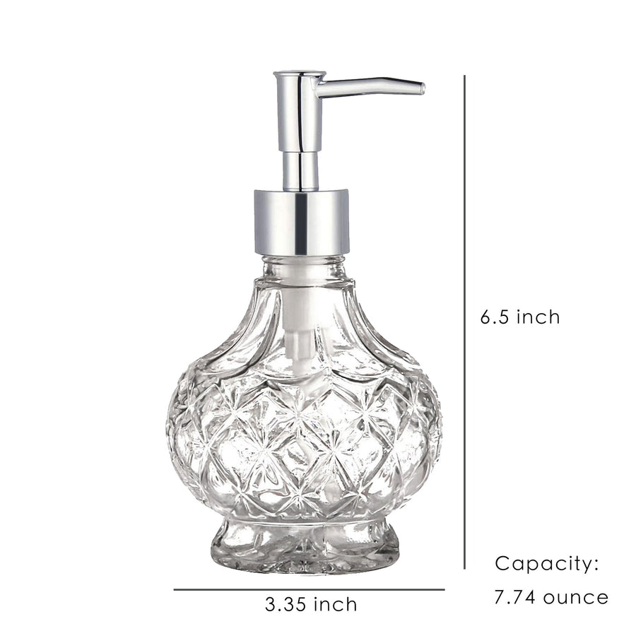 Clear Glass Soap Dispenser, Lantern-Shape Glass Pump Bottle, 7.74oz or 220ml - view 2