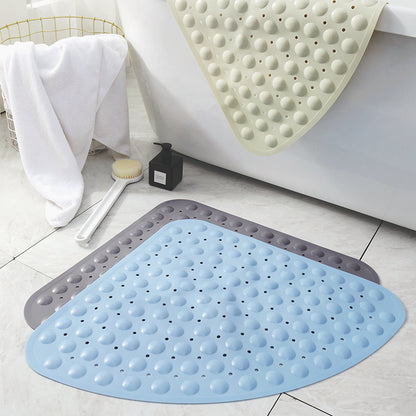 Feblilac TPE Blue/Grey/White Drain Holes and Suction Cups Tub Rug, Anti Slip Massage Bathtub Mats