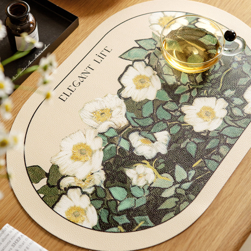 Nordic oil painting style leather placemat retro artistic sense western meal pad insulation pad waterproof and - view 3