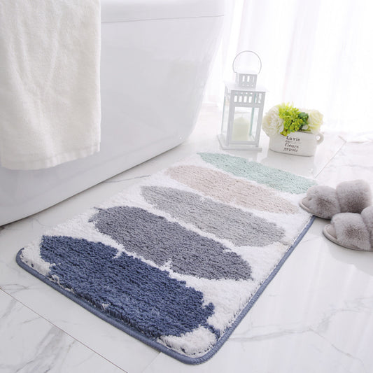 Feblilac Blue Green Grey Banana Leaves Bath Mat - Feblilac® Mat