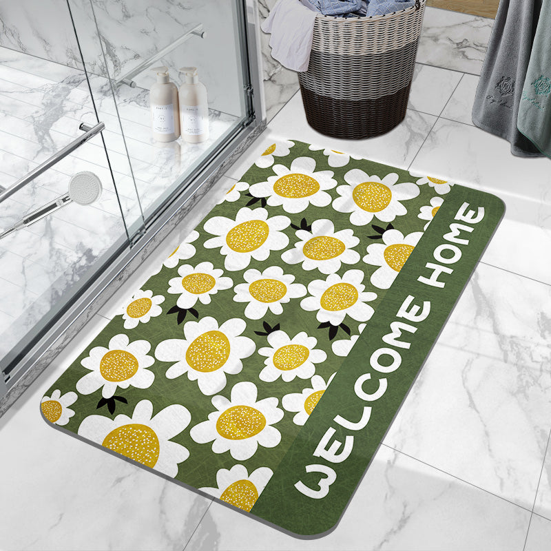 Feblilac Sunflower Garden Super Absorbent Suede Bathroom Mat