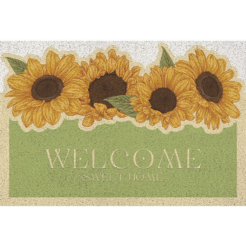 Feblilac Warm Rectangular Big Sunflower Garden PVC Coil Door Mat - view 3
