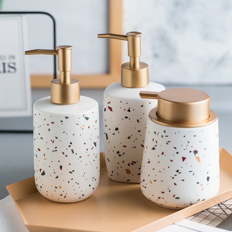 Ceramic Soap Dispenser, Liquid Soap Pump Bottle, Colorful Marble Texture - view 2