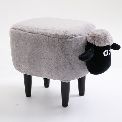 Feblilac Sean Plush Faux Fur Sheep Foot Stool