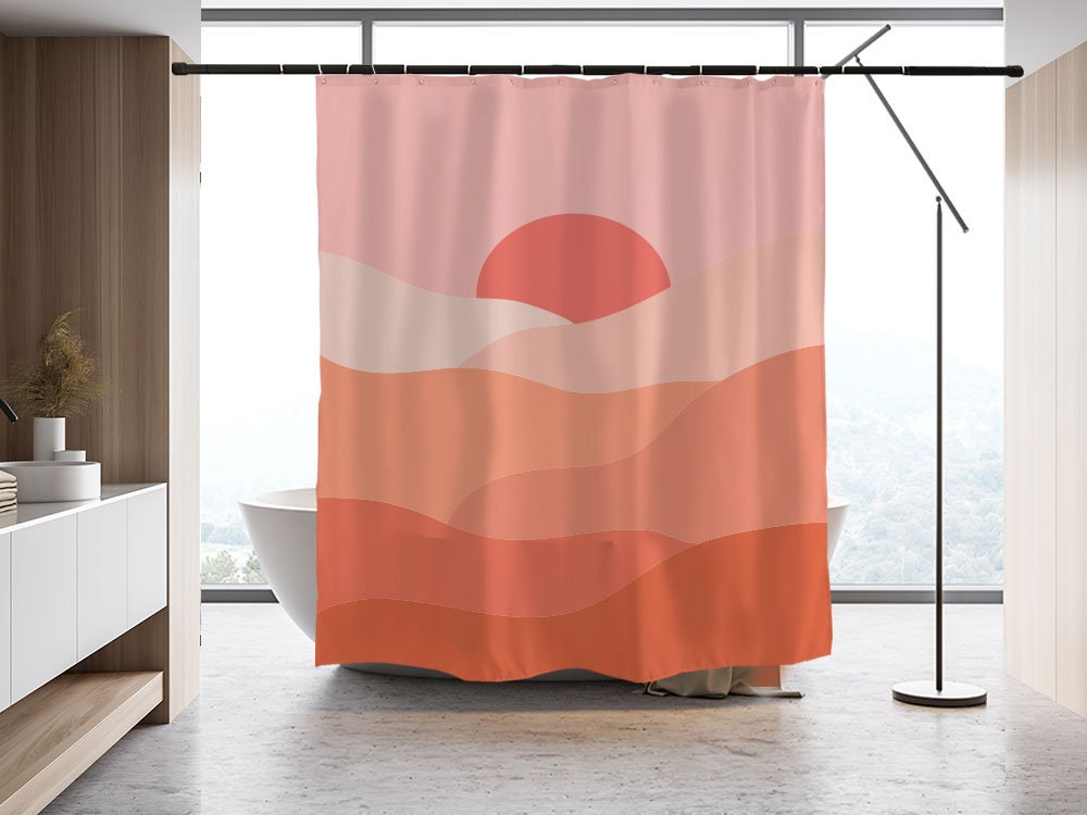 Red and Pink Sunset Shower Curtain