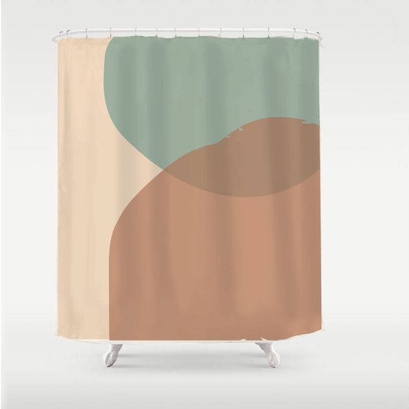 Light Green and Orange Shower Curtain - view 2