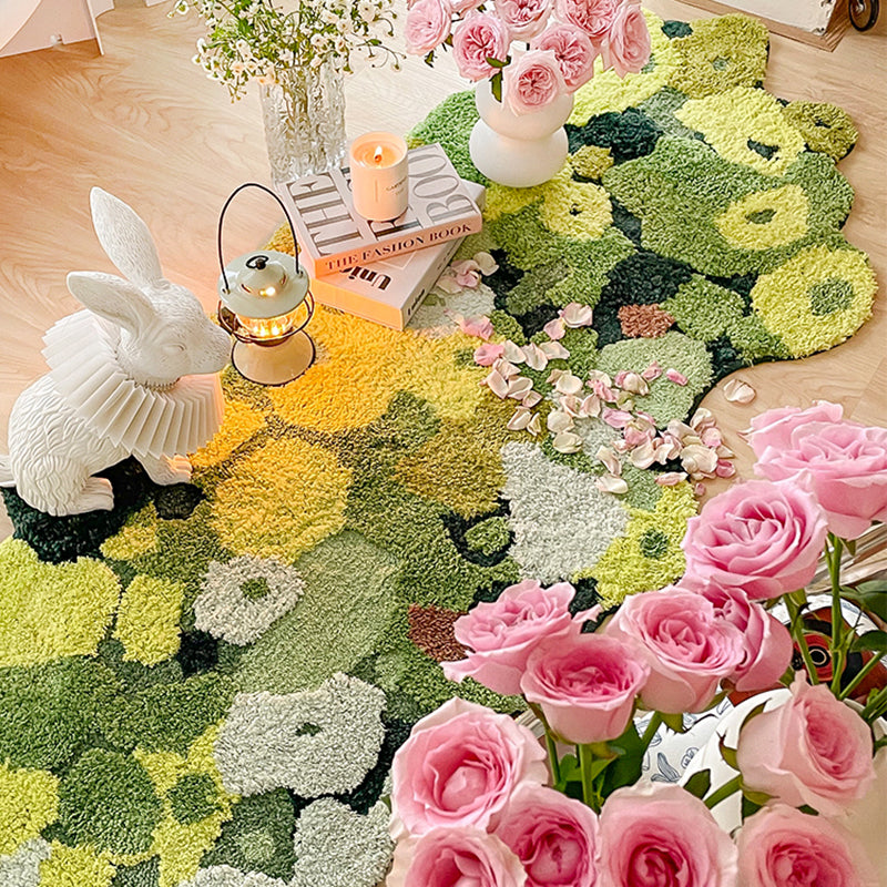Feblilac 3D Green Moss Bedroom Runner Mat - view 2