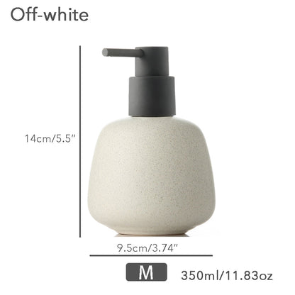 Ceramic Soap Dispenser, Liquid Bathroom Bottle, Simple Design, Refillable Reusable Lotion Pump for Bathroom Kitchen, 350ml/11.83oz