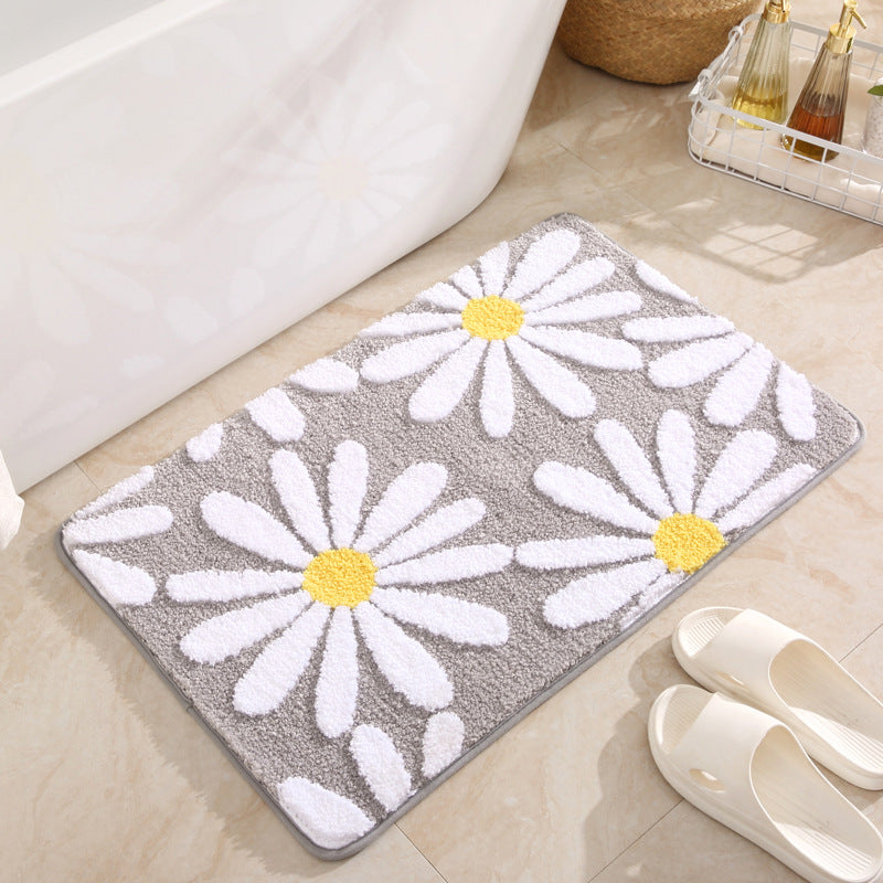 Feblilac Cute Daisy Bathmat, Pink/Blue/Green/Beige/Grey Floral Bathroom Rug - Feblilac® Mat