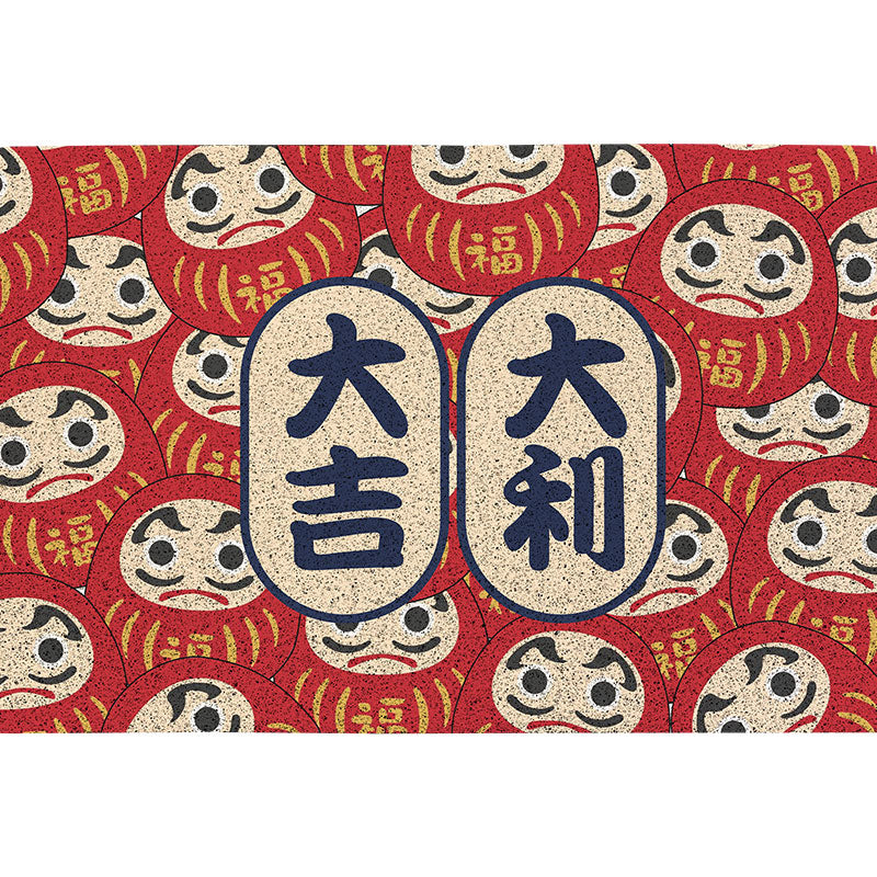 Japanese Style PVC Entrance Door Mat, Red Daruma Mat for Front Door Patio, Cute Home Decor - view 2