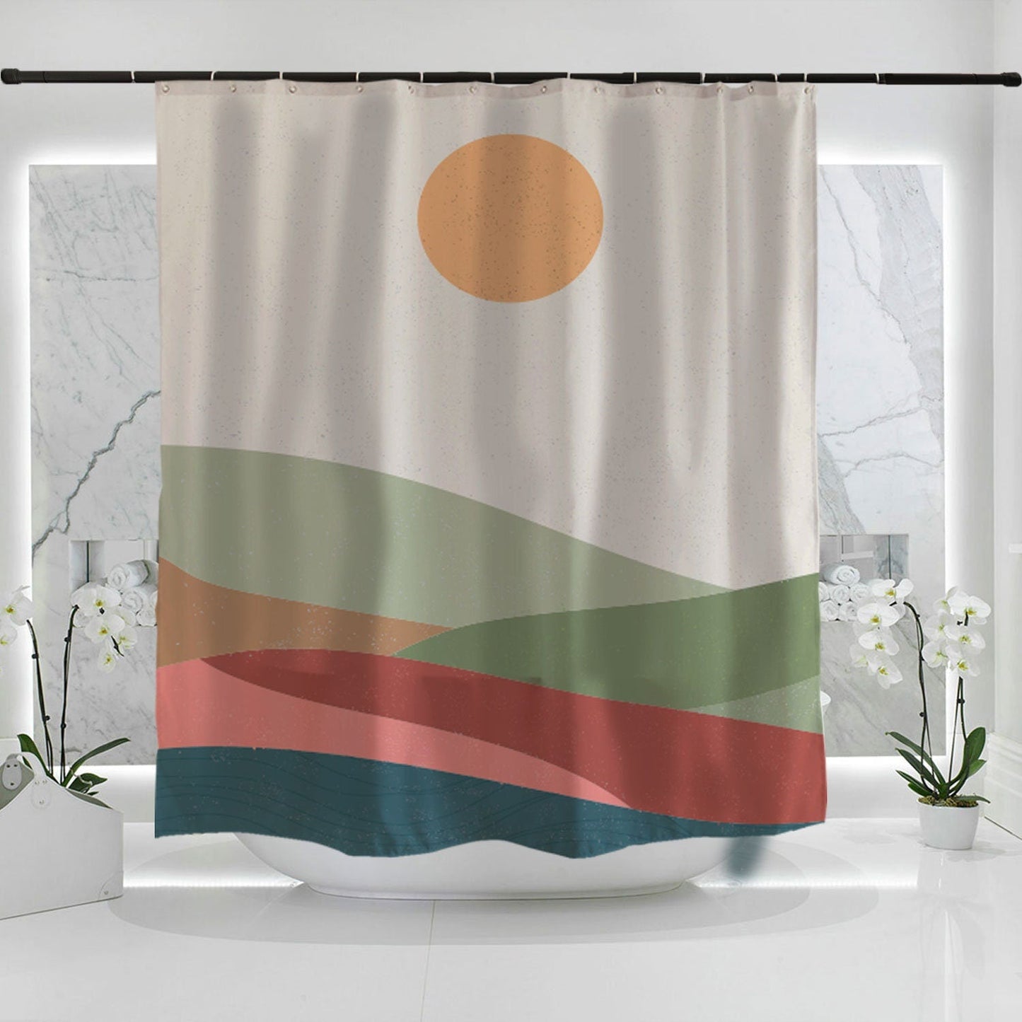 Red and Blue Field Shower Curtain