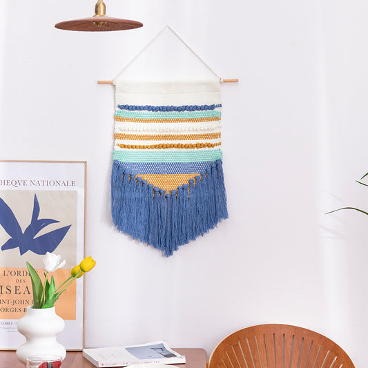 Feblilac Stripe Tassel Tufted Tapestry