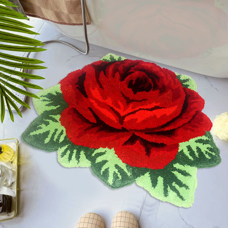 Feblilac Red Rose Tufted Bathmat - view 2