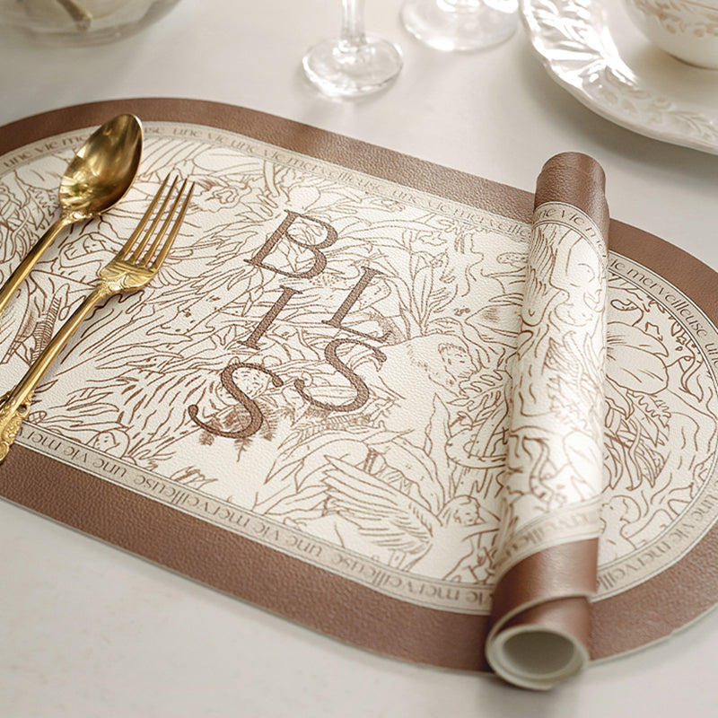 [Two] Tilde leather placemat bowl waterproof, oil-proof, anti-scalding, wash-free, non-slip, cream-style weste - view 3