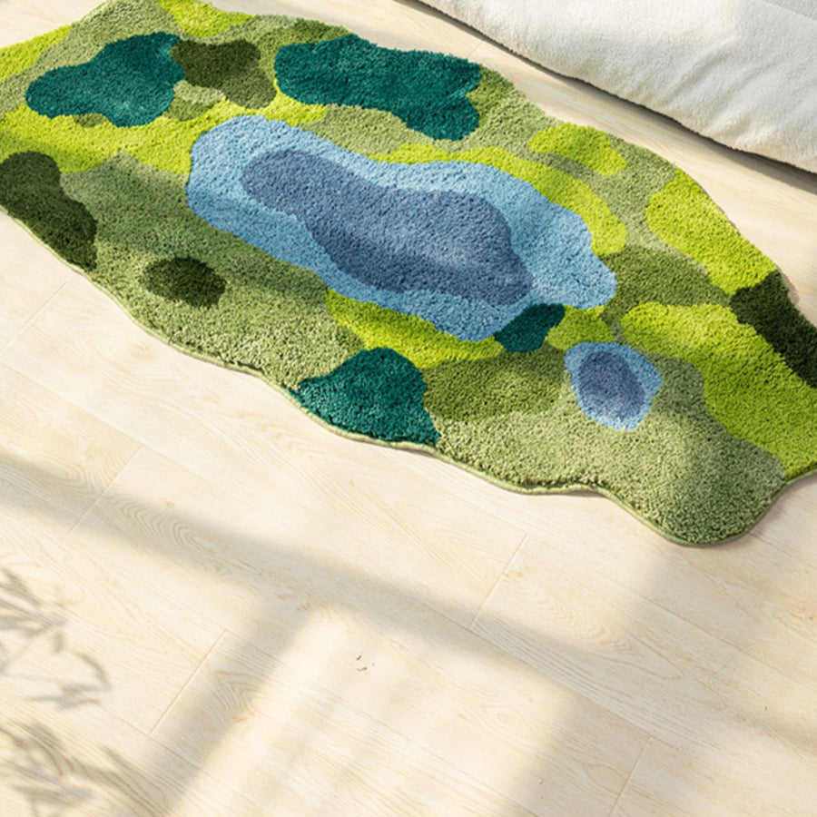 Feblilac Green Moss Leaves Area Rug - Feblilac® Mat