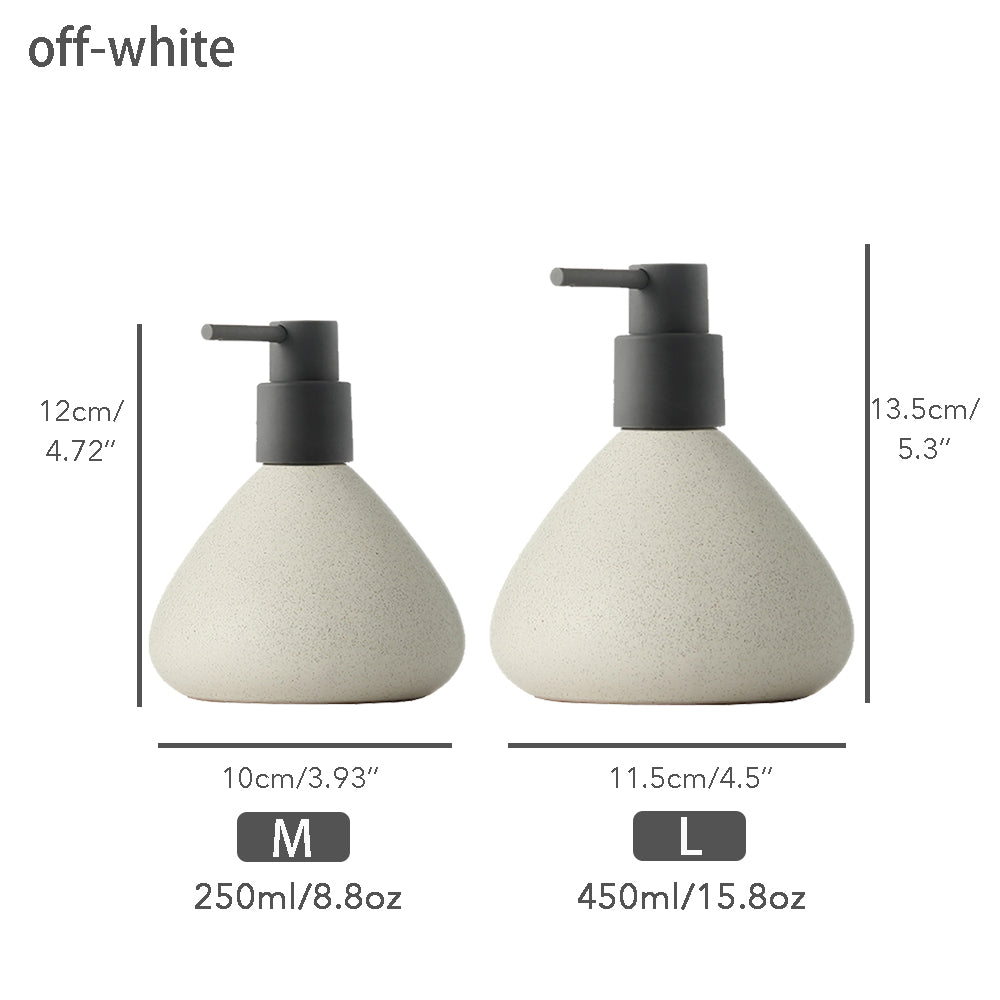 Off-white Ceramic Soap Dispenser, Oval Bathroom Bottle for Bathroom Kitchen