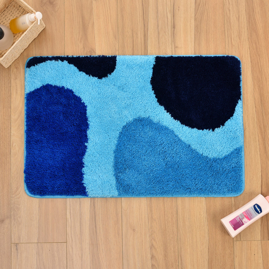 Feblilac Abstract Blue Wave Ocean Tufted Bath Mat - view 2