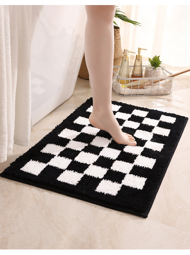 Feblilac Blue and White Checkerboard Ultra Soft Bathroom Rug - Feblilac® Mat