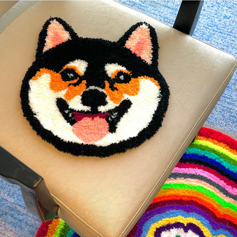 Feblilac Cartoon Dog Head Tufted Cushion - view 2