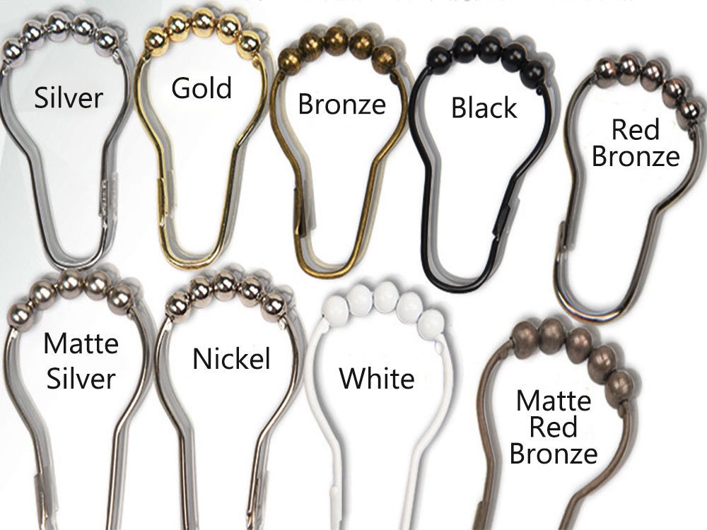 Metal Shower Curtain Hooks, Set of 12