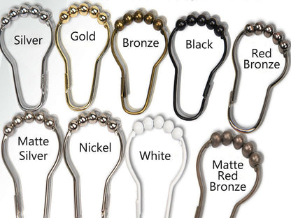 Metal Shower Curtain Hooks, Set of 12