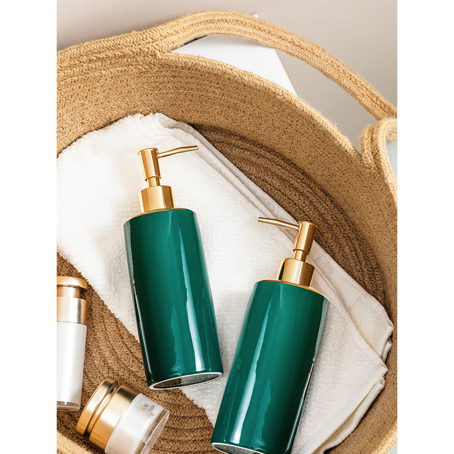 Luxury Green Glass Soap Dispenser, European Style Pump Bottle, 400ml/13.72 oz - view 2